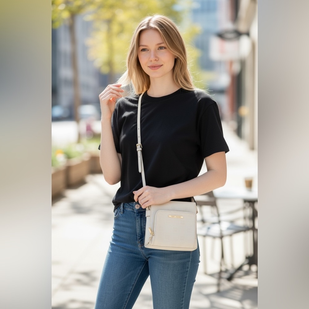 Steve Madden White Embossed Crossbody‎ Bag